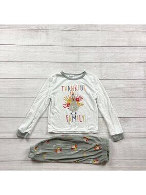 Modern Kids "Thankful For My Family" Toddler Pajamas Set Turkey Print 2T
